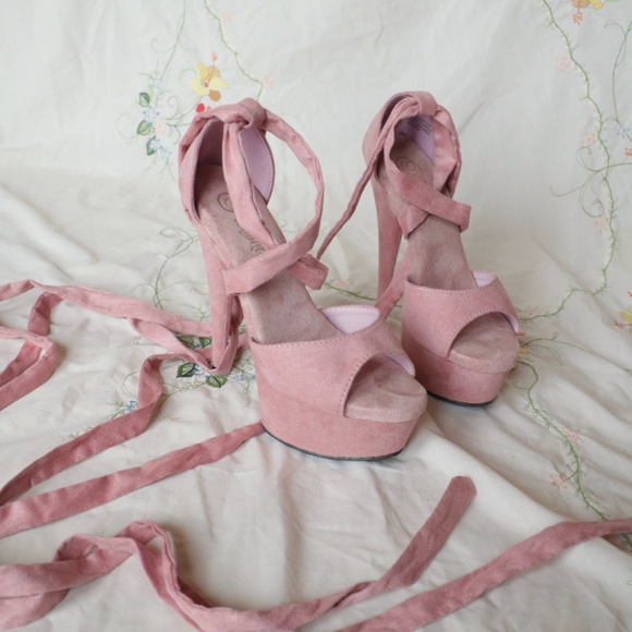 Pink Velvet Ballerina Pleasers - Picture 4 of 15